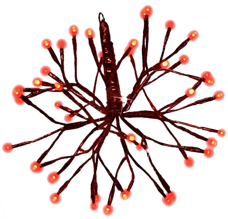 Led Shimmering Sphere, Wire Branches, Red, 12-in.