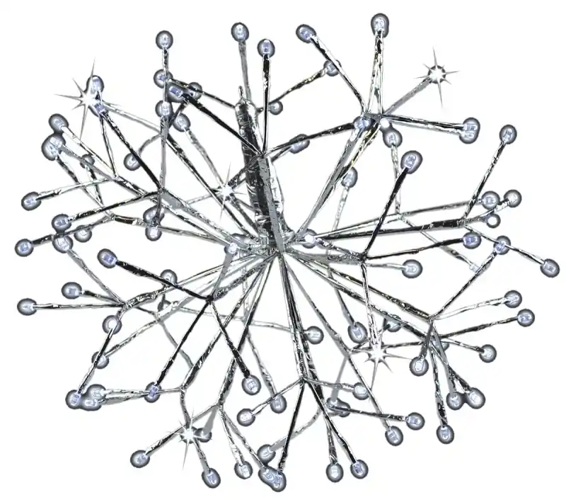 Led Shimmering Sphere, Wire Branches, Silver Metallic, 12-in.
