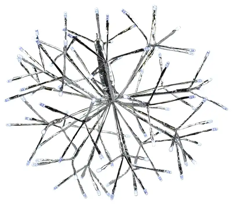 Led Shimmering Sphere, Silver Wire Branches, Pure White Twinkling Bulbs, 16-in.