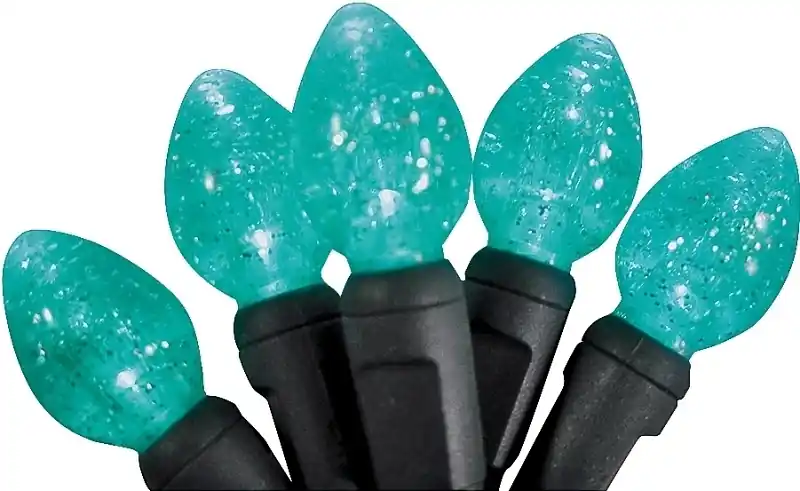 50 Count C5 Glitter Green Led Light Set Model 24555