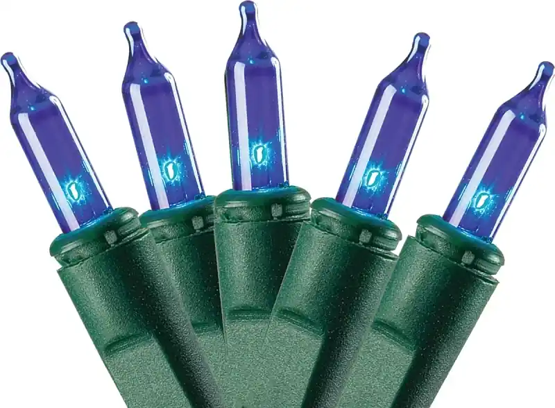 V4004-33 100-lamp Blue Incandescent Christmas Light Set, 120 V, 40.8 W