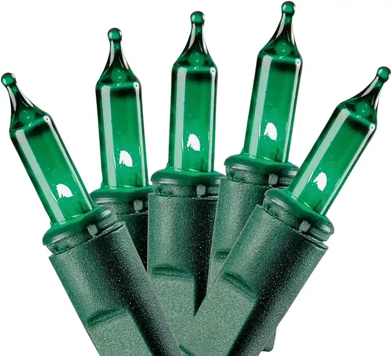 V4007-33 Christmas Light Set, 100 Incandescent Lamps, 21.96 Ft, Green
