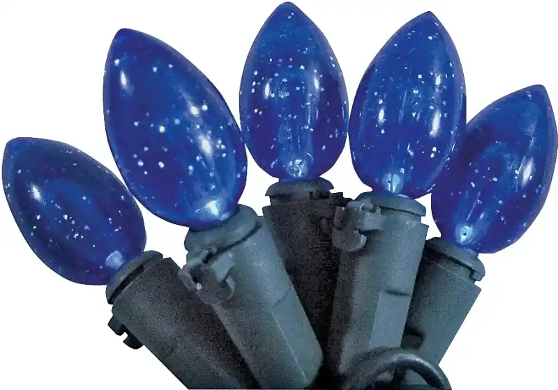 50 Bulb C5 Lens Christmas Lights - Led Color Blue