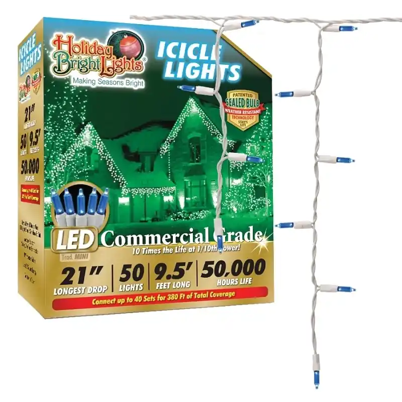 Ledbx-t570ic-bl Blue Icicle Light Set, 70 Led Lamps, 50,000 Hour Life