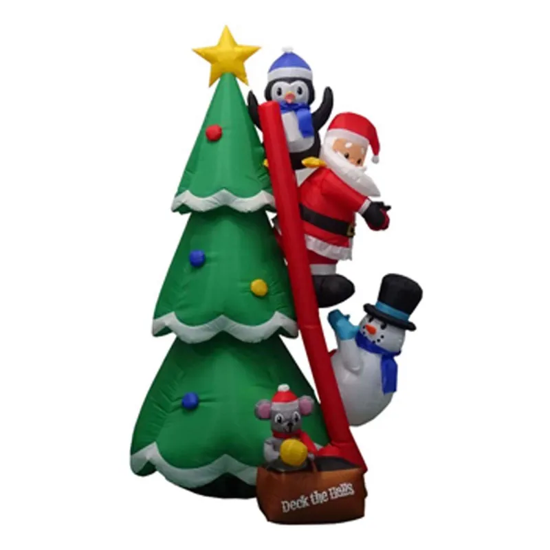 6 Ft. Inflatable Christmas Tree With Penguin, Santa, And Snowman Design
