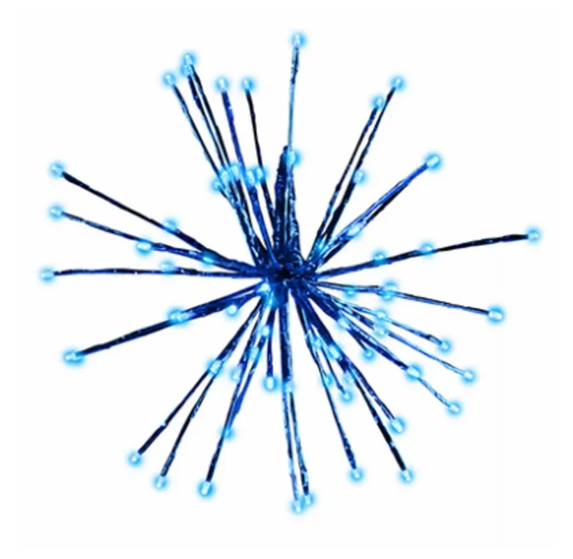 Wire Led Sphere, 16 Branches, 8 Functions, Radiant Blast Blue, 16-in.
