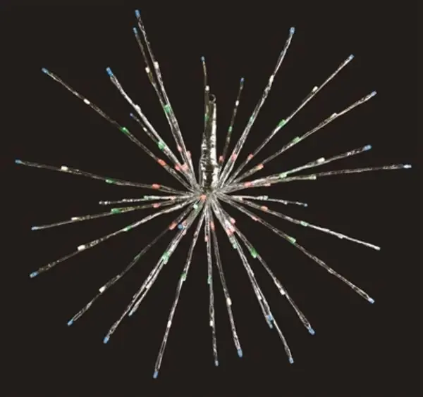 Wire Led Sphere, 20 Branches, 8 Functions, Radiant Blast Multi, 24-in.