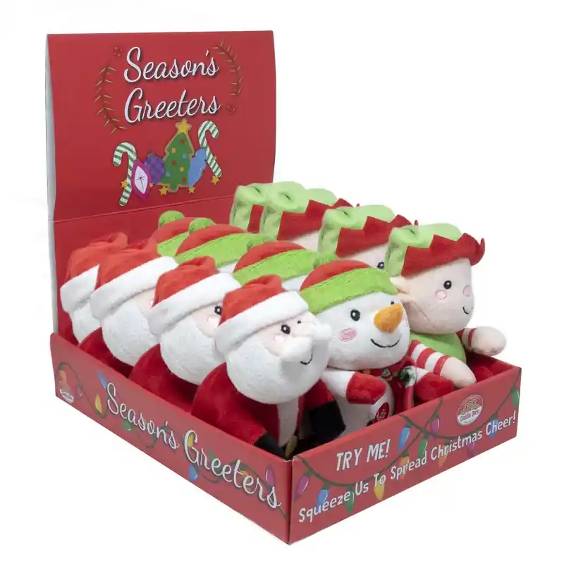 Assorted Santa, Snowman And Elf Christmas Plush