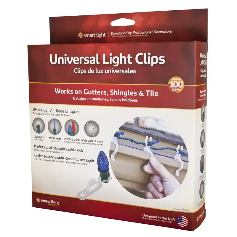 Simple Living Universal Light Clips White Polypropylene 100 Pk