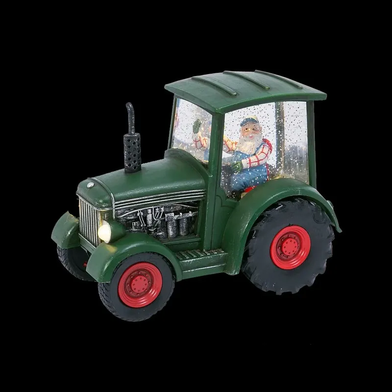 6.5 In. H Battery-operated Spinning Water Globe Tractor With Santa And Timer Feature