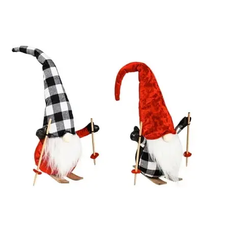 Plush Skiing Gnome Table Décor - Set Of 2 Assorted Designs