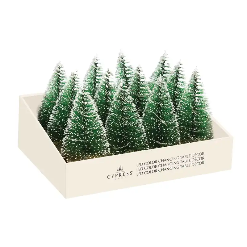 5 Inch Led Color Changing Bottlebrush Tree With Wood Base