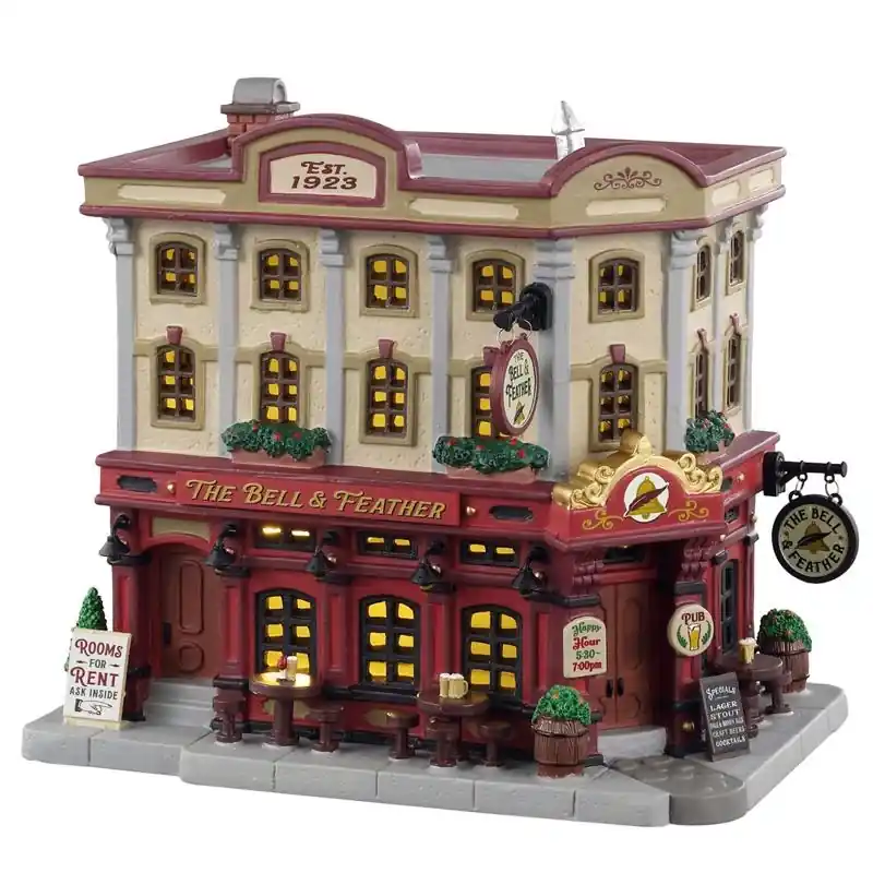 Led Multicolored Bell & Feather Christmas Village 7 In. Model 35048