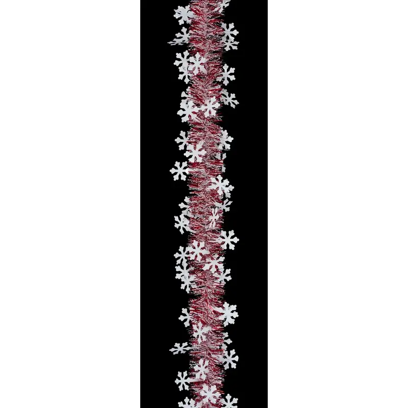 Holiday Trims Red And White Snowflake Die Cut Garland 15 Feet Long X 3.5 Inches Wide