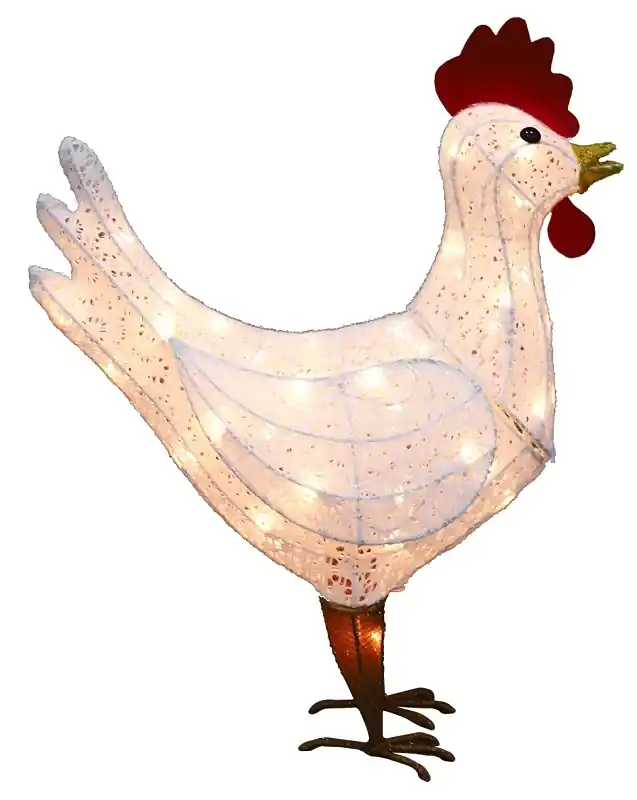 58705 Pre-lit 3d Rooster Christmas Yard Decor With Internal Light And Music