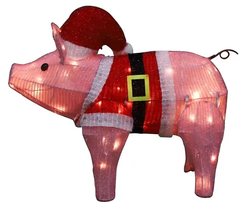 58711 Prelit 3d Mesh Pig Led Christmas Yard Decor 16 In Height