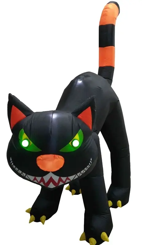 10 Ft Inflatable Black Cat Halloween Decoration With Led Lights And Self-inflating Feature
