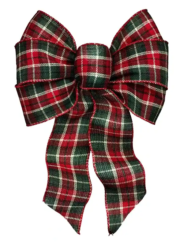 7-loop Assorted Plaid Fabric Christmas Bow 8.5 In. W X 14 In. L