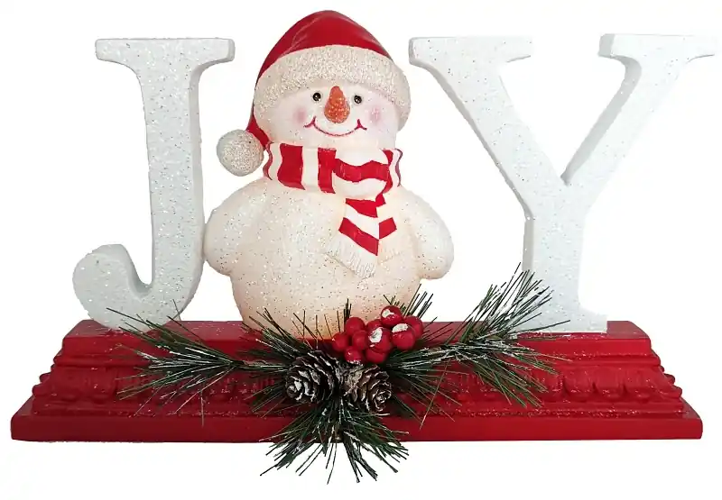 89804 Lighted Joy Snowman, 8 In H, Christmas Decor, Resin/pvc