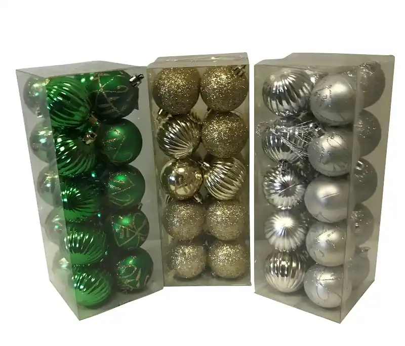 99913 50 Mm Decorated Ball Ornament Set - Assorted Colors