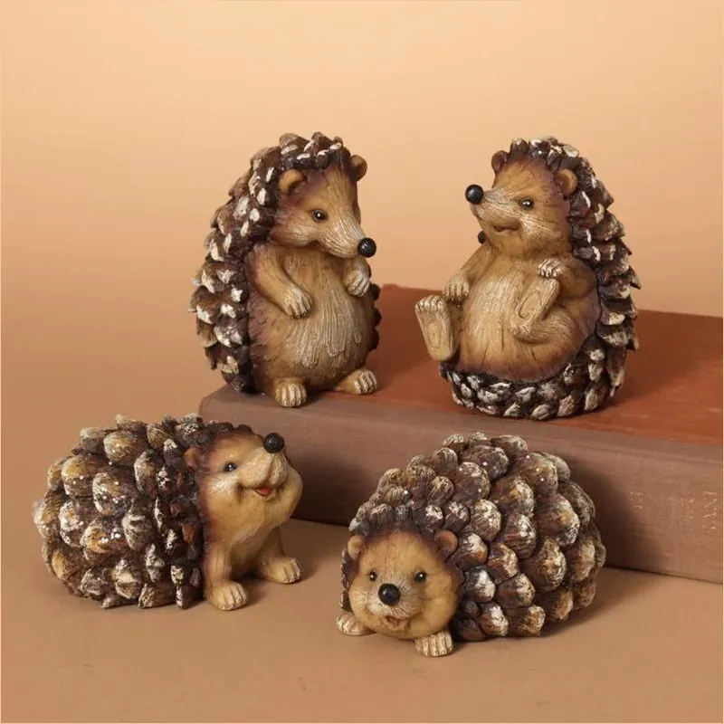 Brown Hedgehog With Glitter Figurine 4 In.