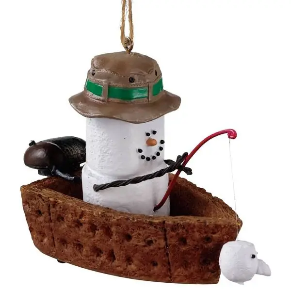 S‘mores Snowman And Fishing Boat Ornament - Mid40362