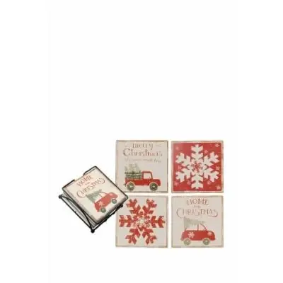 Home For Christmas Stone Coasters Set Of 4 Decorative Accessories