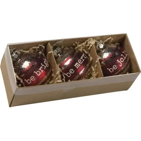 Primitives Ornament Set - Be Bright, 12 Pieces, Festive Holiday Decor
