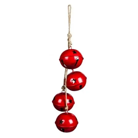 Evergreen 33"h Oversized Red Jingle Believe Bell Chime, 5.5"x 5.5"x 33"
