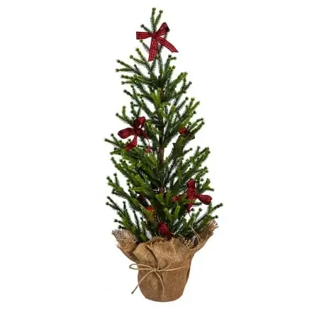 Beautiful Christmas Led Tree With Bows In Burlap Pot - 16 X 16 X 30 In