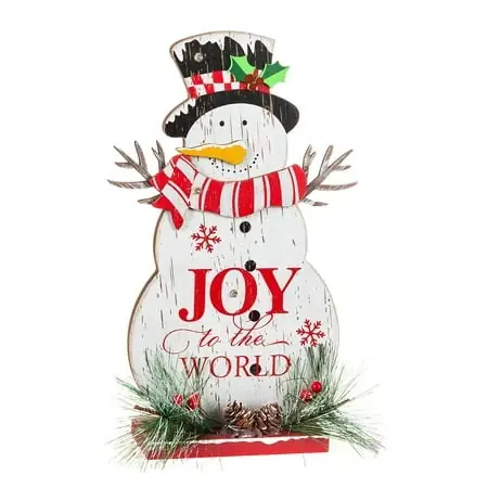 Led Wooden Snowman Tabletop Décor 5.9 X 2.4 X 11.4 Inches For Holiday Decoration