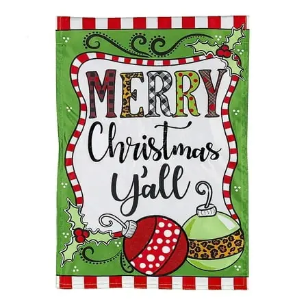 Merry Christmas Y‘all Garden Applique Flag - Festive Holiday Decor