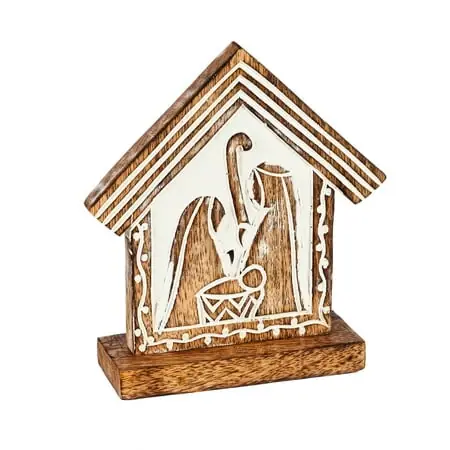 Handcrafted Wood Carved Nativity Table Décor - Perfect For Holiday Display