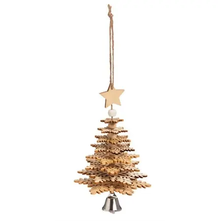 4 Inch Wood Christmas Tree 3d Ornament For Holiday Decor