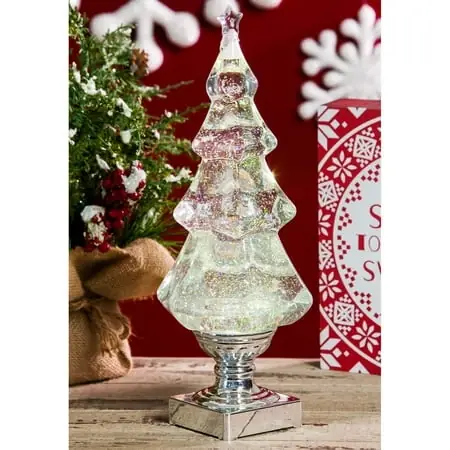Led Liquid Motion Glitter Christmas Tree Table Decor, 5.3 X 5.3 X 14 Inches