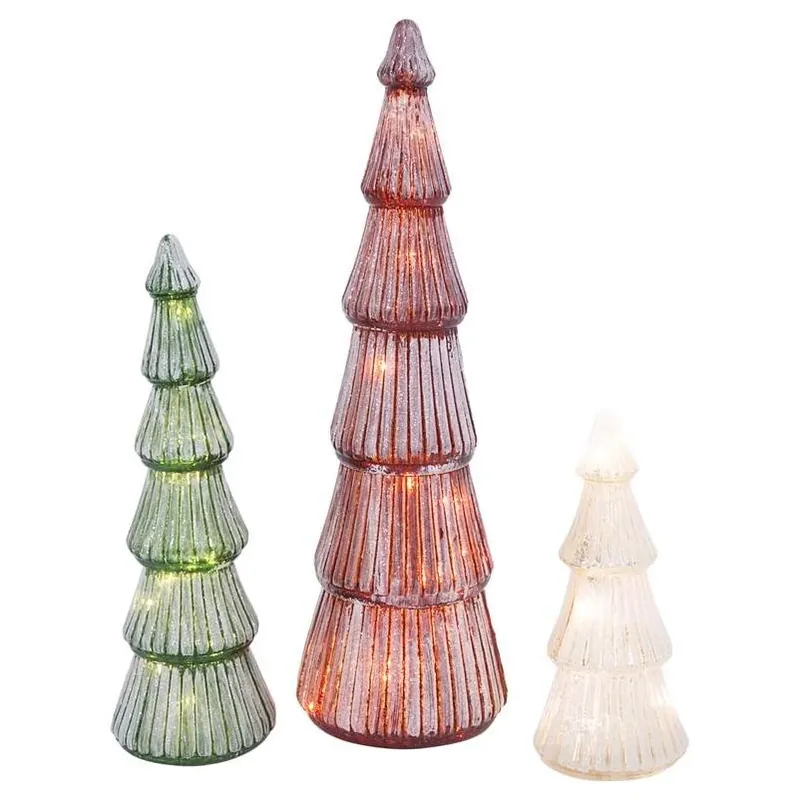 Multicolored Mercury Holiday Trees Table Decor