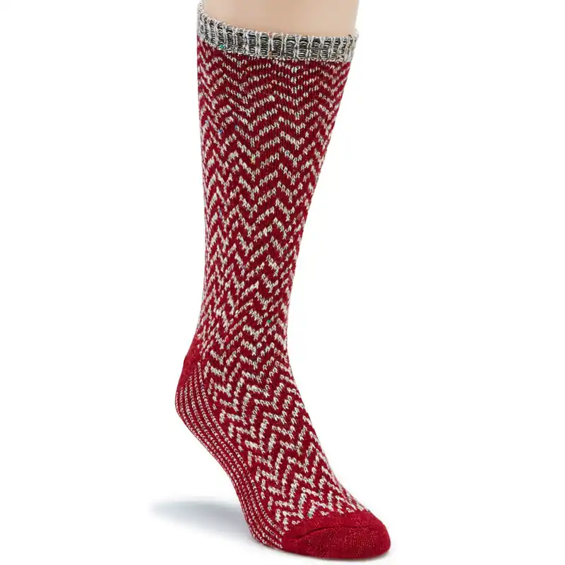 Wise Blend Chevron Crew Socks For Women, Garnet, Medium, Shoe Size W 6-9
