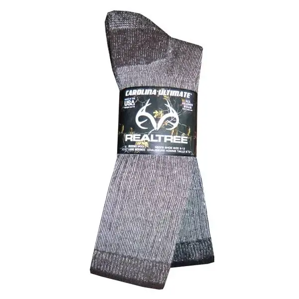 Realtree 2/9743 Merino Wool Boot Socks 2-pack, One Brown Pair/one Black Pair