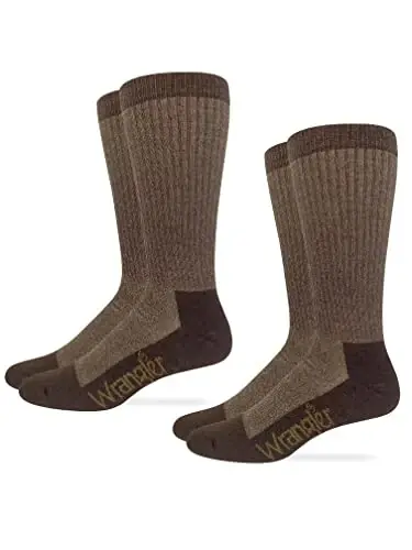 Riggs Workwear Men‘s Merino Wool Blend Mid Calf Boot Socks, 2 Pair Assorted