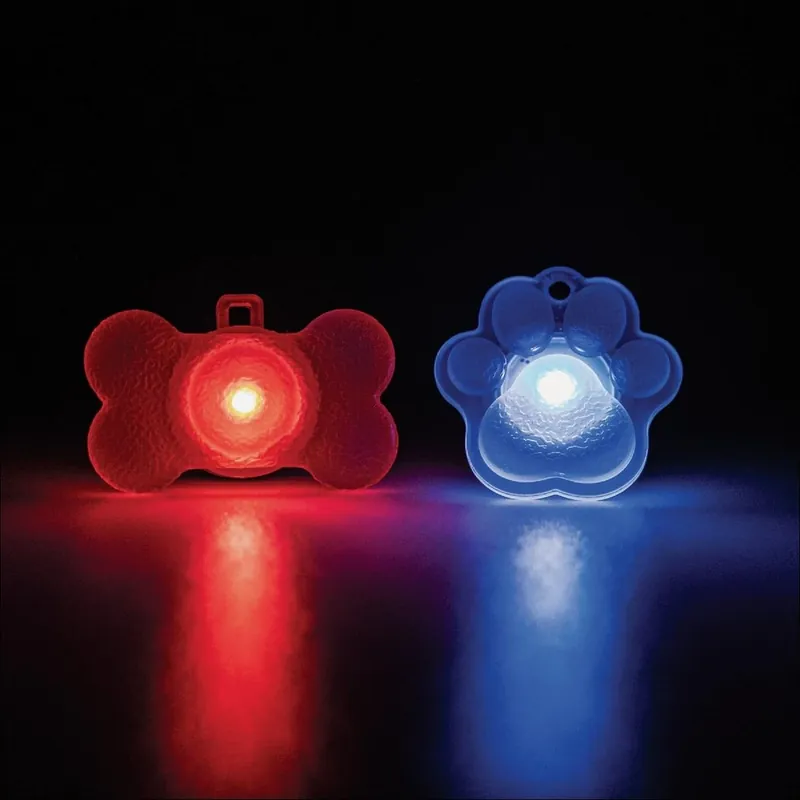 Glow‑in‑the‑dark Led Dog Collar Charms – 2‑pack Color‑shift Paw & Bone Lights