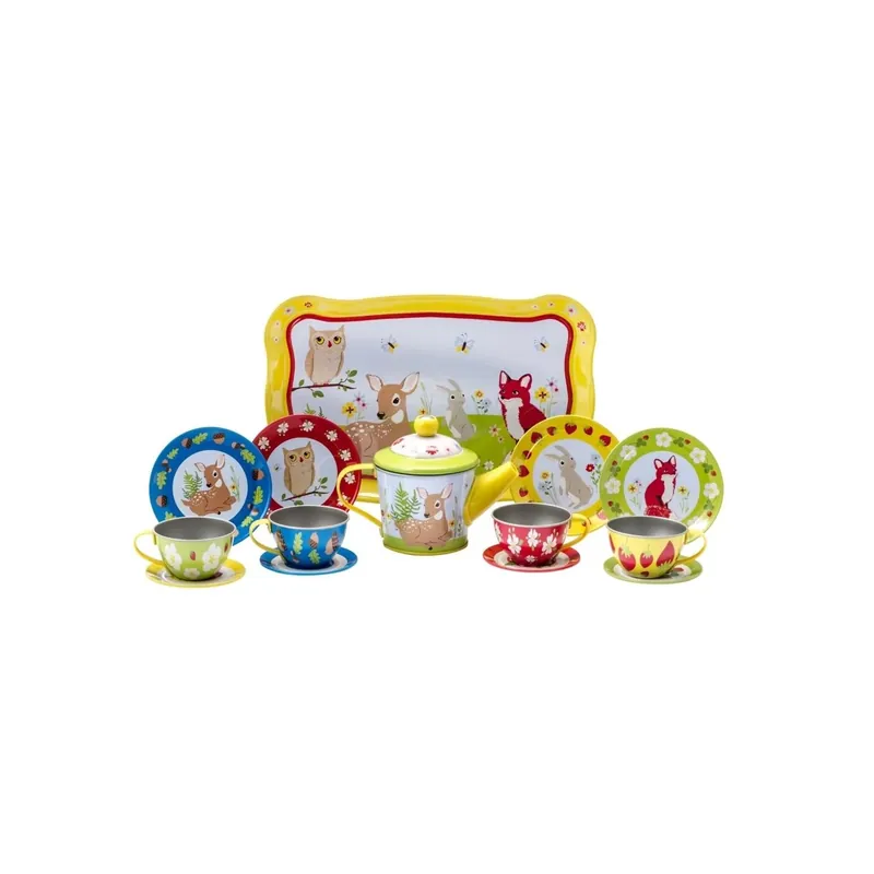 Forest Friends Multicolored Tin Tea Time Set - 15 Pieces
