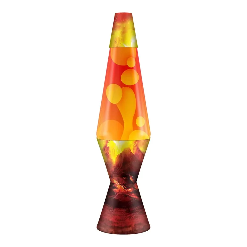 14.5 Inch Lava Lamp Erupting Crater Yellow And Red