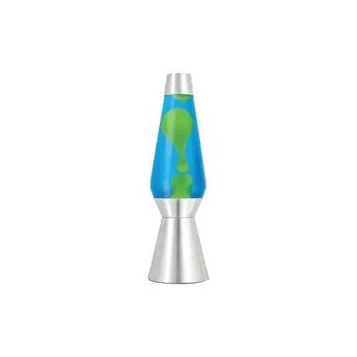 Lava Lite 68240100us 27" Grande Lava Lamp Yellow Wax Blue Liquid Silver Base & Cap