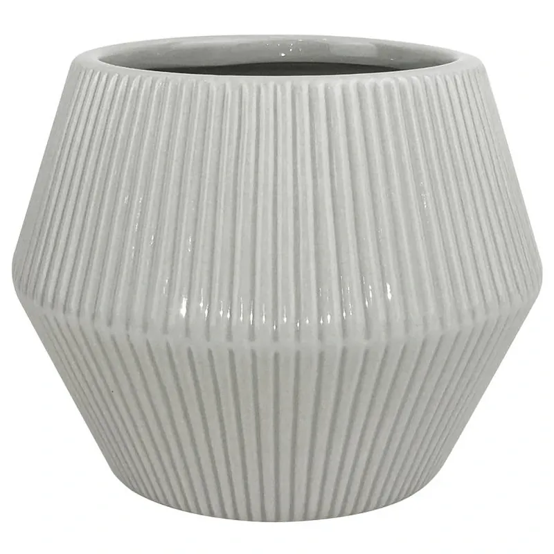 Rena Gray Ceramic Round Planter – 8‑inch Indoor Pot