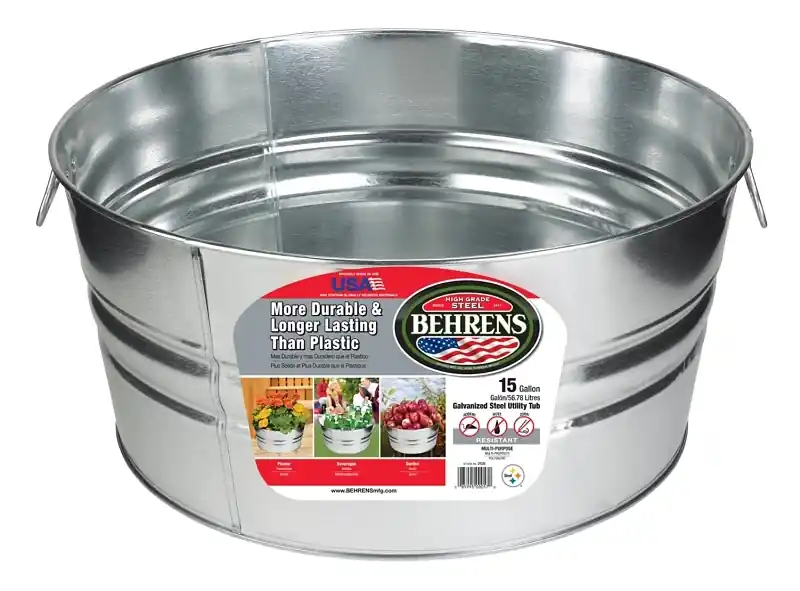 Wash Tub, Galvanized Sheet Steel, Round, 13-1/4 Gallons