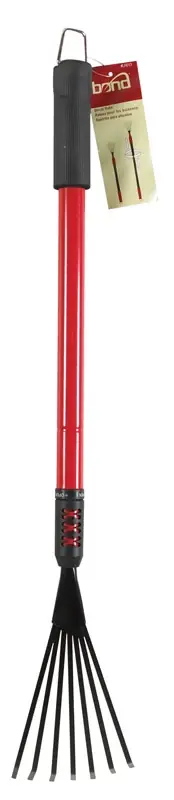 37 In. Telescopic 9 Tine Steel Fan Rake With Steel Handle