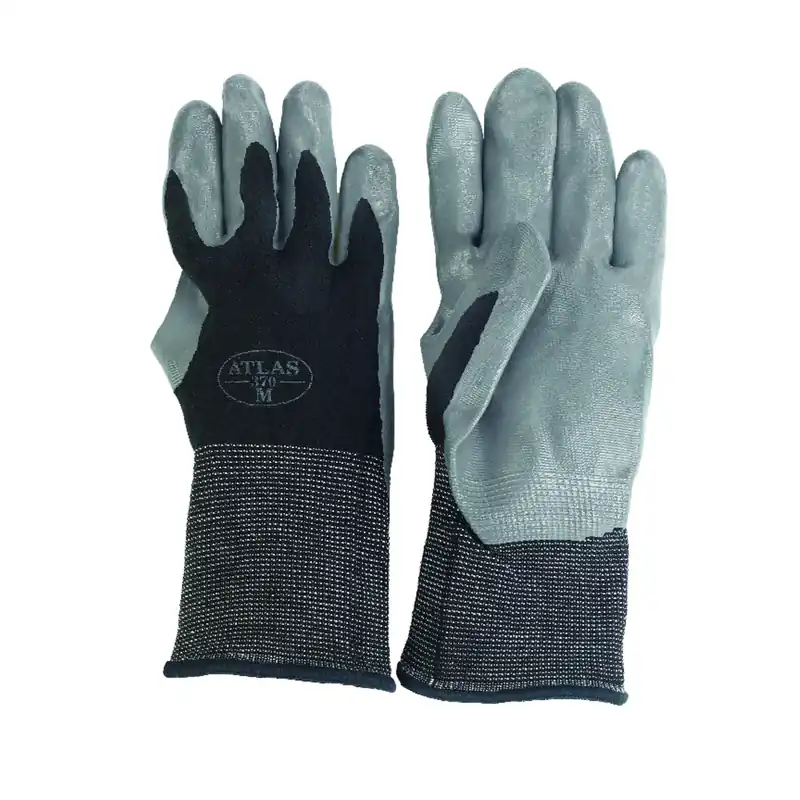Atlas 370b Unisex Indoor/outdoor Dipped Work Gloves Black/gray M 1 Pair
