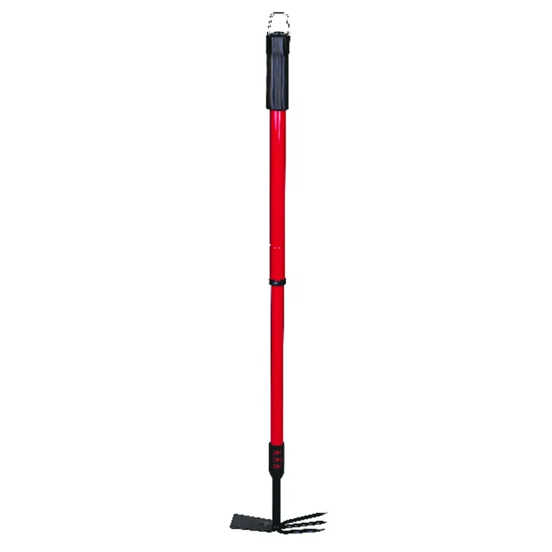 37 In. Telescopic 3 Tine Steel Hoe Rake With Steel Handle