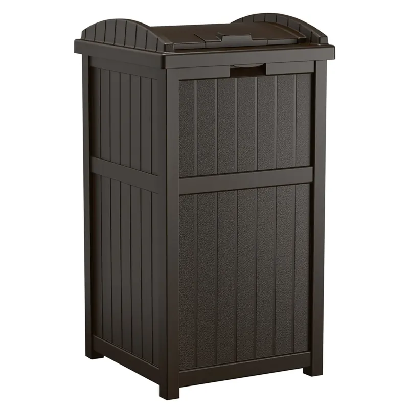 Trash Can Hideaway, Brown Wicker-look Resin