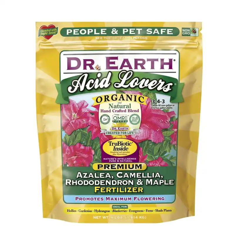 Acid Lovers Azalea, Camellia & Rhododendron, Organic Fertilizer, 3-4-3, 4 Lb. Poly Bag